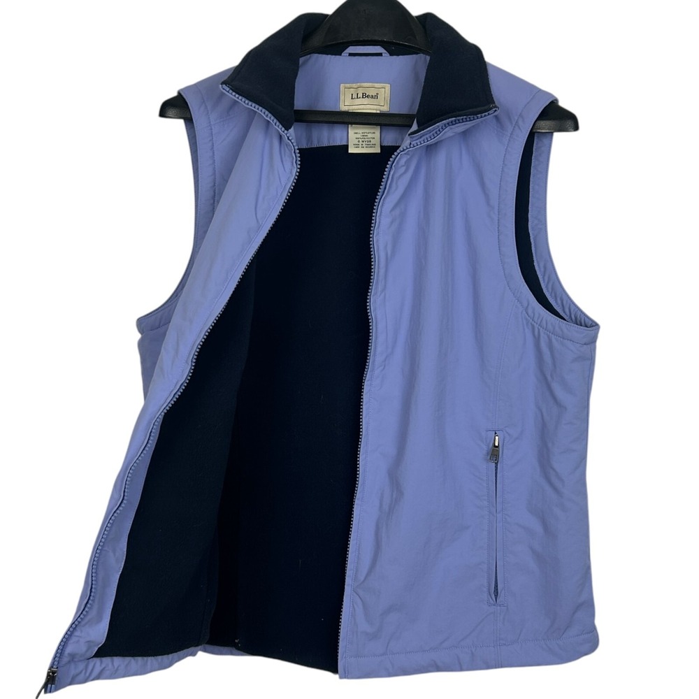 LL Bean Womens Medium Periwinkle Blue Fleece Lined Full‎ Zip Vest 0 WY09 Regular